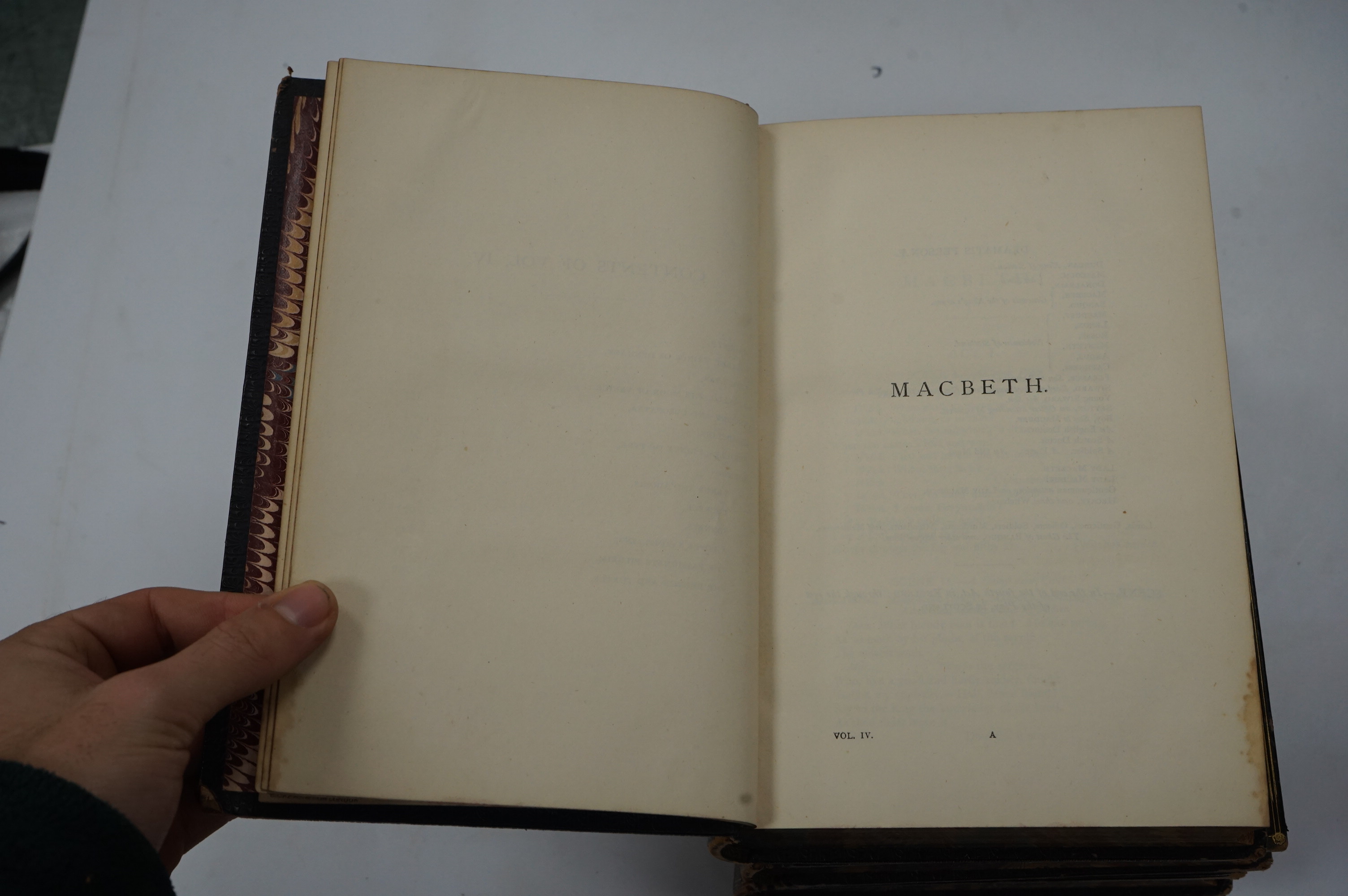 Shakespeare, William - The Works of ... Edited, with a scrupulous revision of the text, by Charles and Mary Cowden Clarke ... 4 vols. portrait frontis., titles printed in red and black; contemp. black polished calf, gilt